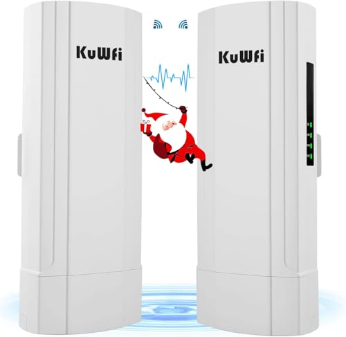 Gigabit WLAN Bridge Outdoor KuWFi 6KM 5.8G Point to Point WiFi Bridge,Outdoor Wireless Bridge Access point mit 16dBi Antenne,1000Mbps LAN Ports, 48VPoE, WiFi Extender für Netzwerk Starlink CCTV Kamera von KuWFi