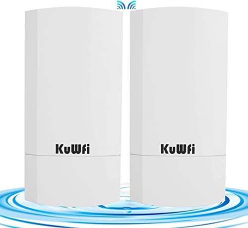 WiFi Bridge Point-to-Point WLAN Bridge 2,4G Wireless Bridge 300 Mbps Wireless CPE für 1KM Netzwerkverlängerung und IP Camera, KuWFi Richtfunk WLAN Set mit 12dBi Antenne und PoE Adapter, für PTP/PTMP von KuWFi