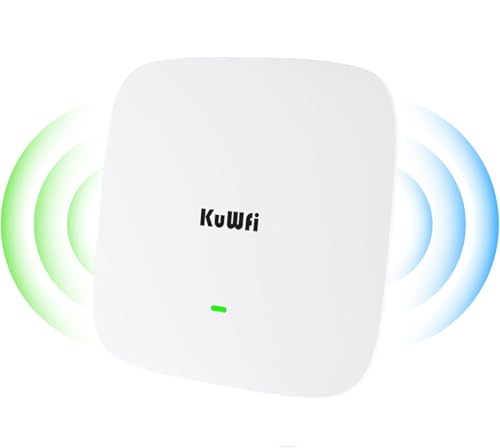 KuWFi AX1800 WiFi 6 Access Point, Gigabit Dualband WLAN Access Point, Ultra-Slim Wireless Access Point für Unternehmen | Seamless Roaming | MU-MIMO | Fern und Web Management| PoE+ Stromversorgung von KuWFi