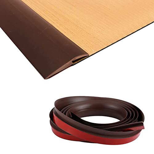 Übergangsprofil Selbstklebend, PVC Fußböden Abdeckleiste Vinyl Übergangsschiene Abschlussprofil Tür Schwellen Abschlussleisten Bodenprofil (1, Braun, HöhenAusgleich 5MM X Länge3M) von Kuabiz