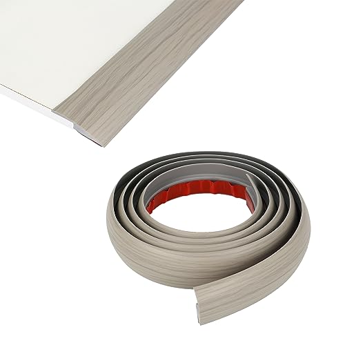 Übergangsprofil Selbstklebend, PVC Fußböden Abdeckleiste Vinyl Übergangsschiene Abschlussprofil Tür Schwellen Abschlussleisten Bodenprofil (1, Graue Holz, HöhenAusgleich 5MM X Länge3M) von Kuabiz
