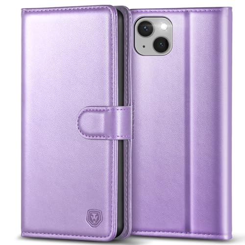 Handyhülle für iPhone 13 Hülle Premium PU Lederhülle iPhone 13 Case Klapphülle Brieftasche Stoßfest Cover [Kartenfach] [Ständer] [Magnetic] Handytasche Schutzhülle für iPhone 13 (6,1") - Hellviolett von Kuafcase