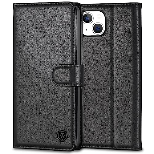 Handyhülle für iPhone 13 Hülle Premium PU Lederhülle iPhone 13 Case Klapphülle Brieftasche Stoßfest Cover [Kartenfach] [Ständer] [Magnetic] Handytasche Schutzhülle für iPhone 13 (6,1") - Schwarz von Kuafcase