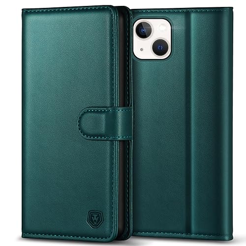 Handyhülle für iPhone 14 Hülle Premium PU Leder iPhone 14 Case Klapphülle Brieftasche Kartenfach Ständer Magnet Handytasche Schutzhülle für iPhone 14 (6,1 Zoll) - Grün von Kuafcase