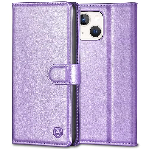 Handyhülle für iPhone 14 Hülle Premium PU Leder iPhone 14 Case Klapphülle Brieftasche Kartenfach Ständer Magnet Handytasche Schutzhülle für iPhone 14 (6,1 Zoll) - Hellviolett von Kuafcase