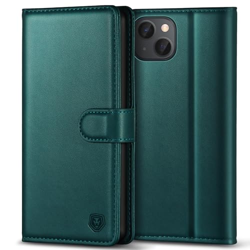 Kuafcase iPhone 15 Hülle Premium PU Leder Case Klapphülle Brieftasche Kartenfach Ständer Magnet Handytasche Schutzhülle für iPhone 15 (6,1 Zoll) - Grün von Kuafcase