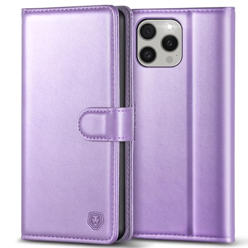 Handyhülle für iPhone 15 Pro - Premium PU Leder Klapphülle Brieftasche Mit Kartenfach, Ständer Und Magnet - Schutzhülle (6,1 Zoll) - Hellviolett von Kuafcase