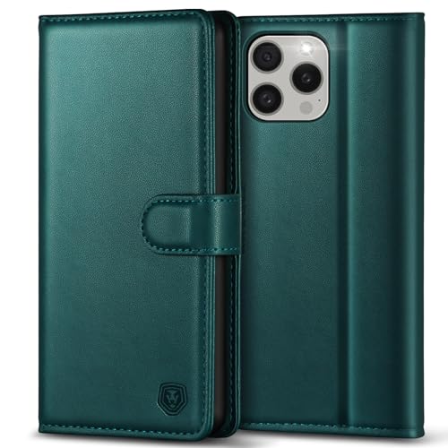 Kuafcase iPhone 15 Pro Max Hülle Premium PU Leder Case Klapphülle Brieftasche Kartenfach Ständer Magnet Handytasche Schutzhülle für iPhone 15 Pro Max (6,1 Zoll) - Grün von Kuafcase