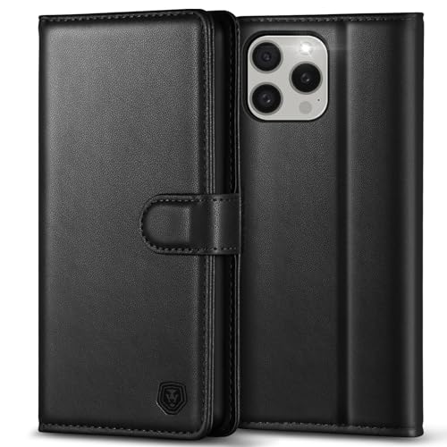 Kuafcase iPhone 15 Pro Max Hülle Premium PU Leder Case Klapphülle Brieftasche Kartenfach Ständer Magnet Schutzhülle Schwarz Flip Case von Kuafcase