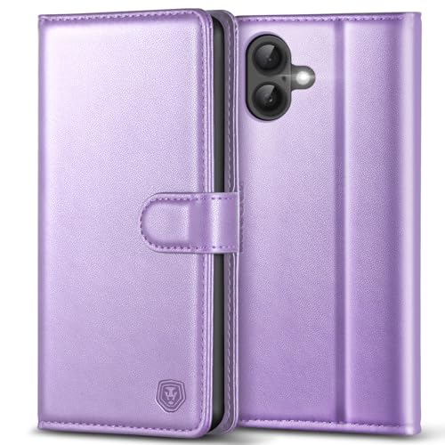 Handyhülle für iPhone 16 Hülle Premium PU Lederhülle iPhone 16 Case Klapphülle Brieftasche Stoßfest Cover [Kartenfach] [Ständer] [Magnetic] Handytasche Schutzhülle für iPhone 16 (6,1") - Hellviolett von Kuafcase