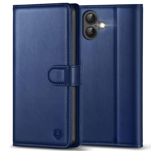 Handyhülle für iPhone 16 Hülle Premium PU Lederhülle iPhone 16 Case Klapphülle Brieftasche Stoßfest Cover [Kartenfach] [Ständer] [Magnetic] Handytasche Schutzhülle für iPhone 16 (6,1") - Navy Blau von Kuafcase