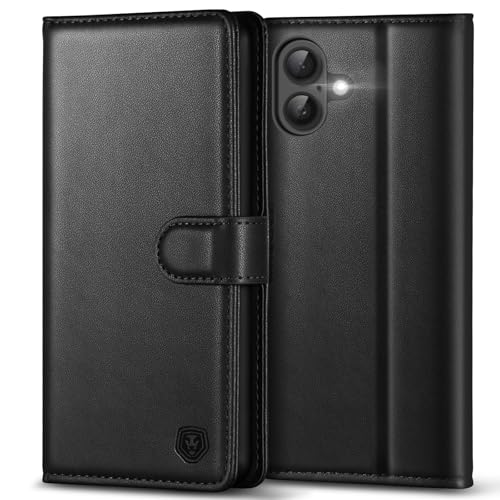 Handyhülle für iPhone 16 Hülle Premium PU Lederhülle iPhone 16 Case Klapphülle Brieftasche Stoßfest Cover [Kartenfach] [Ständer] [Magnetic] Handytasche Schutzhülle für iPhone 16 (6,1") - Schwarz von Kuafcase