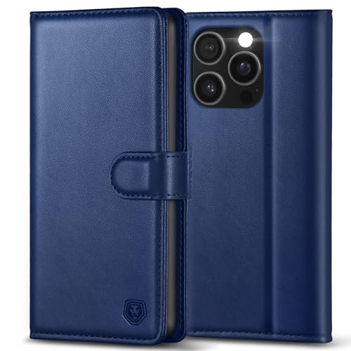 Handyhülle für iPhone 16 Pro Max Hülle Premium PU Lederhülle Flip Case Klapphülle Brieftasche Cover [Kartenfach] [Ständer] [Magnetic] Handytasche Schutzhülle für iPhone 16 Pro Max - Navy Blau von Kuafcase