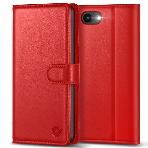 Handyhülle für iPhone 16e 2025 Hülle Premium PU Lederhülle iPhone 16e Klapphülle Brieftasche Stoßfest Cover [Kartenfach] [Ständer] [Magnetic] Handytasche Schutzhülle für iPhone 16e (6,1") - Rot von Kuafcase