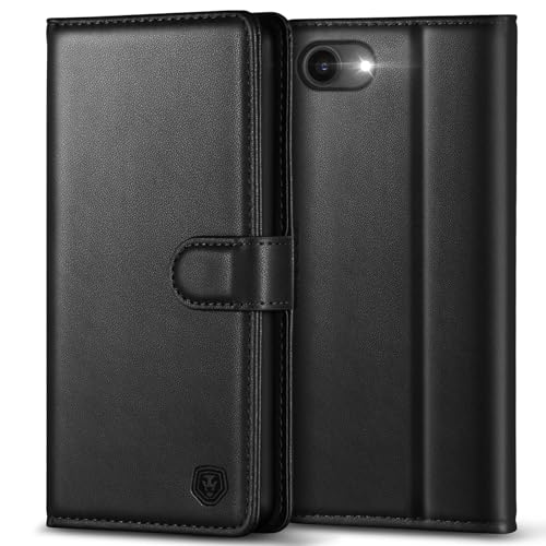 Handyhülle für iPhone 16e 2025 Hülle Premium PU Lederhülle iPhone 16e Klapphülle Brieftasche Stoßfest Cover [Kartenfach] [Ständer] [Magnetic] Handytasche Schutzhülle für iPhone 16e (6,1") - Schwarz von Kuafcase