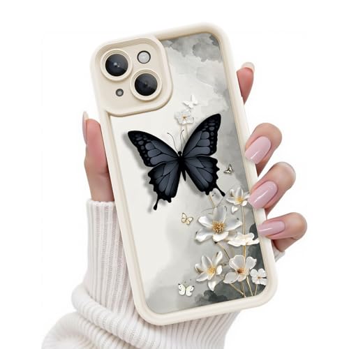 Kuafcase für iPhone 13 Hülle, Silikon Handyhülle mit Seidig-Weicher Berühren Kameraschutz, Stoßfeste Kratzfeste Schutzhülle für iPhone 13 Case, Butterfly Weiße Kuafcase für iPhone 13 Hülle, Silikon Handyhülle mit Seidig-Weicher Berühren Kameraschutz, Stoßfeste Kratzfeste Schutzhülle für iPhone 13 Case, Butterfly Weiße von Kuafcase