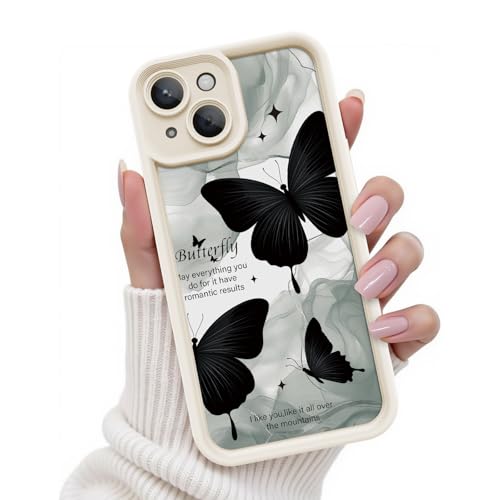 Kuafcase für iPhone 14 Hülle, Silikon Handyhülle mit Seidig-Weicher Berühren Kameraschutz, Stoßfeste Kratzfeste Schutzhülle für iPhone 14 Case, Butterfly Weiße Kuafcase für iPhone 14 Hülle, Silikon Handyhülle mit Seidig-Weicher Berühren Kameraschutz, Stoßfeste Kratzfeste Schutzhülle für iPhone 14 Case, Butterfly Weiße von Kuafcase