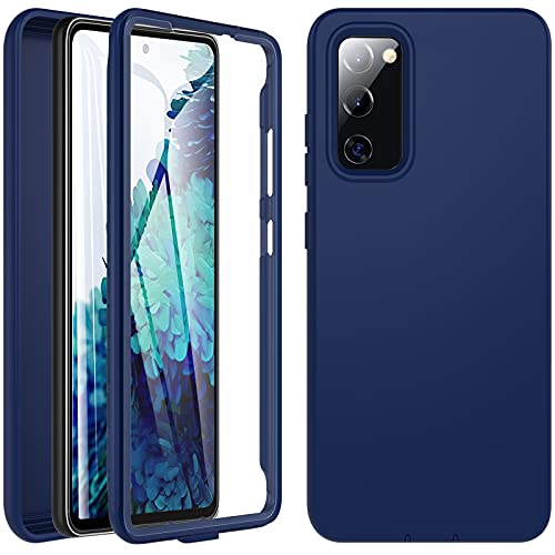 Für Samsung Galaxy S20 FE Hülle, Handyhülle, 360 Grad Rundumschutz Stoßfest Case Schutzhülle Liquid Silikon, TPU Robust Bumper Outdoor Cover Mit Eingebautem Displayschutz,Navy blau von Kuaguozhe