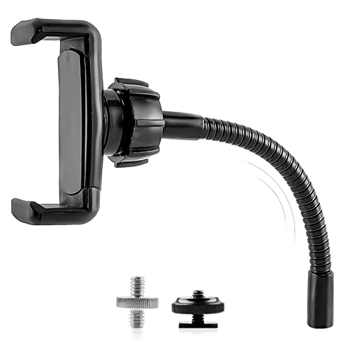 Kuaguozhe Handyhalterung für Ringlicht und Stativständer mit 1/4 und Blitzschuh-Adapter, Flexibler Handy-Stativ-Adapter (schwarz) von Kuaguozhe