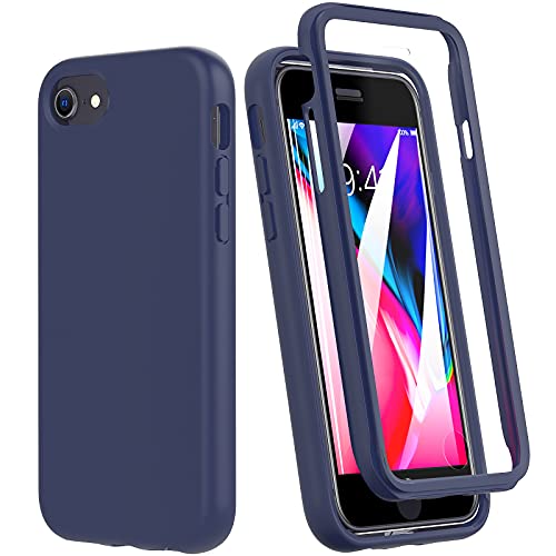 Kompatibel mit iPhone SE 2022/SE 3.Gen/SE 2020 hülle/iPhone 8/7 Schutzhülle 4.7'', Silicone 360 Grad Handyhülle mit integriertem Displayschutz, Stoßfeste Case für iPhone SE 3/SE 2022/2020/8/7 (Blau) von Kuaguozhe