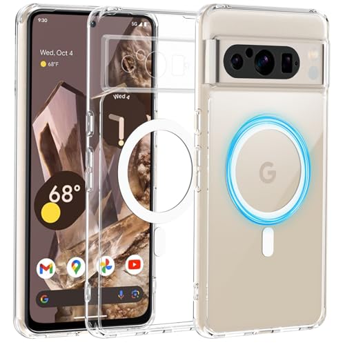 Kuaguozhe für Google Pixel 8 Pro Hülle für MagSafe, Magnetische Handyhülle Pixel 8 Pro [Anti-Vergilbung] [Militärischer Schutz] Case Stoßfest Schutzhülle für Pixel 8 Pro 6,7 Zoll (Transparent) von Kuaguozhe