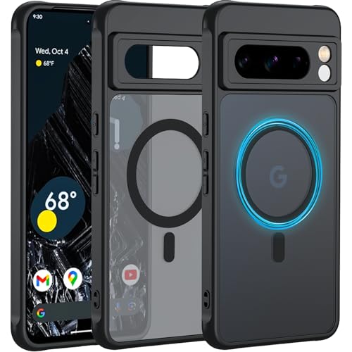 Kuaguozhe für Google Pixel 8 Pro Hülle für MagSafe, Magnetische Handyhülle Pixel 8 Pro [Militärischer Schutz] Case Stoßfest Kratzfest Matt Schutzhülle für Google Pixel 8 Pro 6,7 Zoll (Schwarz) von Kuaguozhe