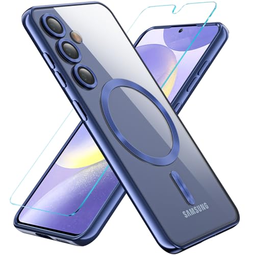 Kuaguozhe für Samsung Galaxy S24 Hülle für MagSafe, Magnetisch Handyhülle Samsung S24 mit Schutzfolie, Vollständiger Kameraschutz Stoßfest Kratzfest Schutzhülle Case für Samsung S24 (Blau) von Kuaguozhe