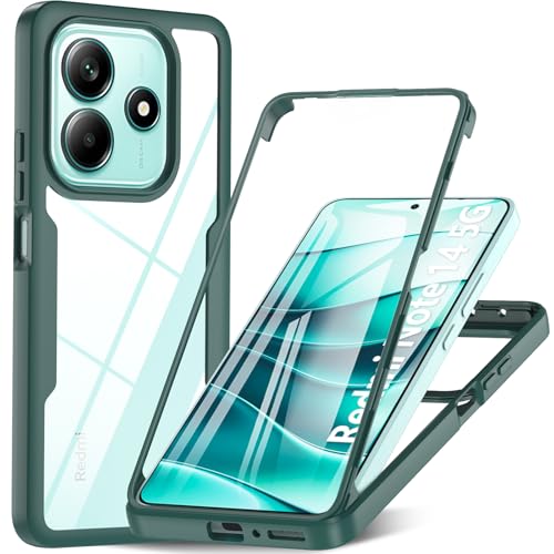 Kuaguozhe für Xiaomi Redmi Note 14 5G Hülle, Redmi Note 14 5G Hülle mit Integriertem Displayschutz, 360 Grad Schutzhülle Silikon Case Stoßfest Handyhülle für Xiaomi Redmi Note 14 5G (Grün) von Kuaguozhe