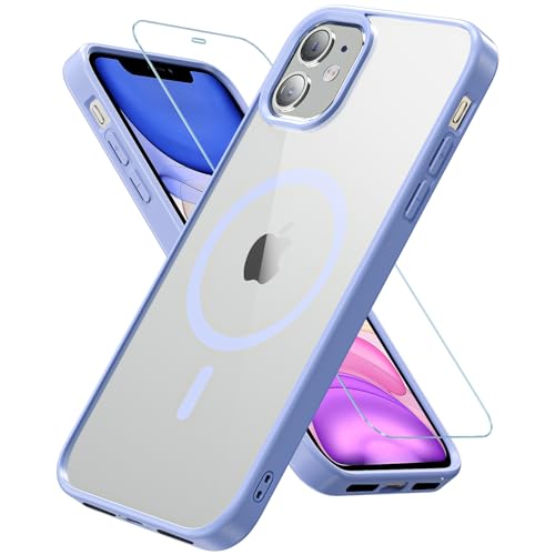 Kuaguozhe für iPhone 11 Hülle, Magnetisch Handyhülle iPhone 11 mit Panzer Schutz Glas, Kompatibel mit MagSafe, Rundumschutz Stoßfest Transparent Rückseite Schutzhülle für iPhone 11 6,1 Zoll (Hellblau) von Kuaguozhe