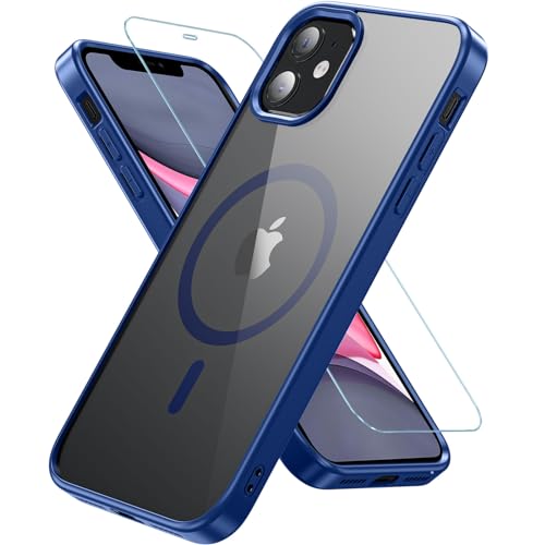 Kuaguozhe für iPhone 11 Hülle, Magnetisch Handyhülle iPhone 11 mit Panzer Schutz Glas, Kompatibel mit MagSafe, Rundumschutz Stoßfest Transparent Rückseite Schutzhülle für iPhone 11 6,1 Zoll (Blau) von Kuaguozhe