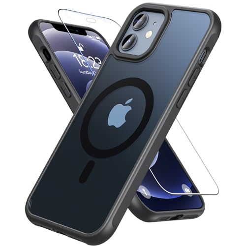 Kuaguozhe für iPhone 12/iPhone 12 Pro Hülle für MagSafe, Magnetische Handyhülle mit Schutzfolie, Stoßfest Schutzhülle für iPhone 12/12 Pro (Schwarz) von Kuaguozhe