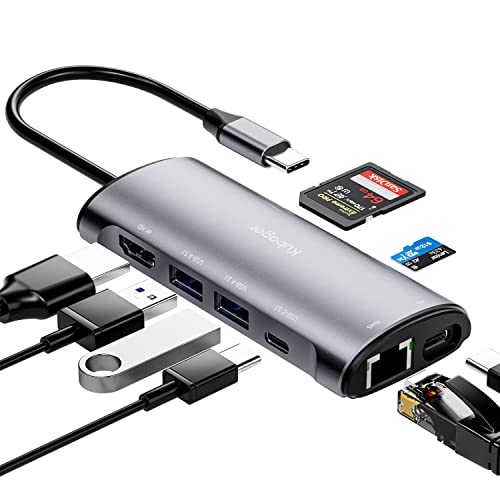 Kubager USB C Hub – USB C Adapter 8 in 1 mit 4K HDMI, 2 USB-A 3.1, 1 USB-C 3.1, PD 100W, SD/TF, Ethernet 1000M, Docking Station USB C Geeignet für MacBook Pro/Air, Laptop und mehr Typ-C-Geräte. von Kubager