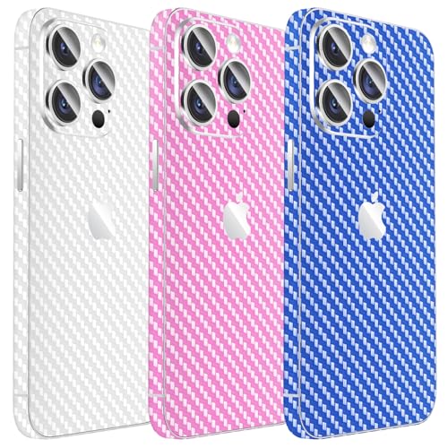 Kucheed 3 Stück Funkelnder Skin Schutz für iPhone, Glänzend Faser Genarbter Aufkleber für die Kanten, Passgenauer Rückenschutz/Luxus-Hüllen/Glitzernde Handy Dekorationen für iPhone 14 von Kucheed