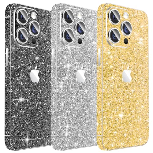 Kucheed 3 Stück Funkelnder Skin Schutz für iPhone, Glänzender Genarbter Aufkleber für die Kanten, Passgenauer Rückenschutz/Luxus-Hüllen/Glitzernde Handy Dekorationen für iPhone 16 Pro Kucheed 3 Stück Funkelnder Skin Schutz für iPhone, Glänzender Genarbter Aufkleber für die Kanten, Passgenauer Rückenschutz/Luxus-Hüllen/Glitzernde Handy Dekorationen für iPhone 16 Pro von Kucheed