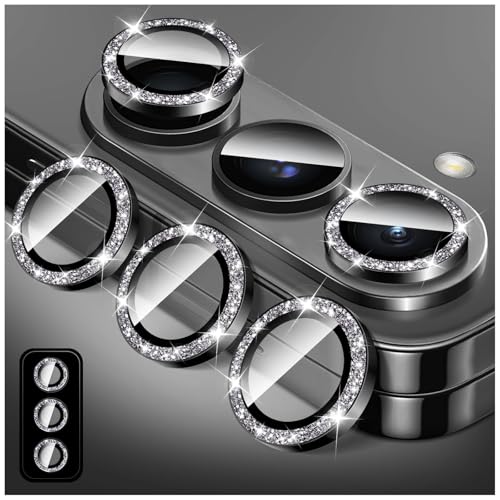 Kucheed Bling Kameraschutz für Samsung Galaxy Z Fold 6, 9H Gehärtetes Glas Kameraabdeckung Displayschutz, Glitzer Automatische Ausrichtung Einzelne Metall Ringe Kameraobjektivschutz von Kucheed