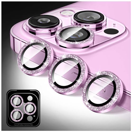 Kucheed Glitzer Kameraschutz für iPhone 11 Pro/iPhone 11 Pro Max, Gehärtetes Glas Kameraobjektivschutz, Kamera-Abdeckungsfolie Aufkleber, Funkelnde Automatische Ausrichtung Individuelle Metallringe von Kucheed