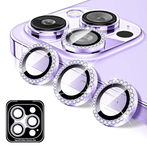 Kucheed Kameraschutz für iPhone 12 Pro Max, Bling Diamant Kameraabdeckung aus Gehärtetem Glas, Automatische Ausrichtungsmetallringe, Glitzer Kamera Objektiv Schutz Aufkleber von Kucheed