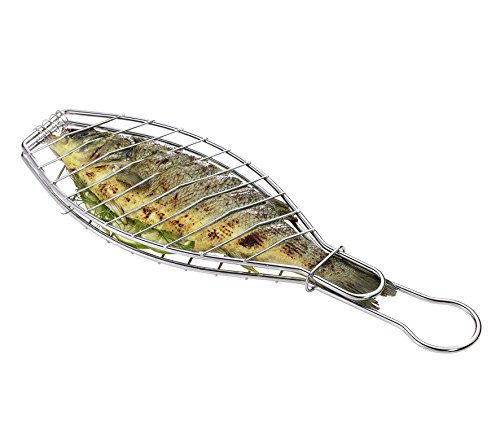 Küchenprofi BBQ Fischgrillzange EASY, Metall Verchromt, Fischbräter, 43 cm, Fischhalter für Grillkorb Fischbräter, Fischzange für das Grillen von Fisch, Silber von Küchenprofi