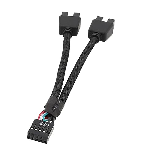 Kueohse 1 Stück Computer-Motherboard USB-Verlängerungskabel 9 Pin 1 Buchse auf 2 Stecker Y-Splitter Audio HD-Verlängerungskabel für PC DIY Ersatzzubehör von Kueohse