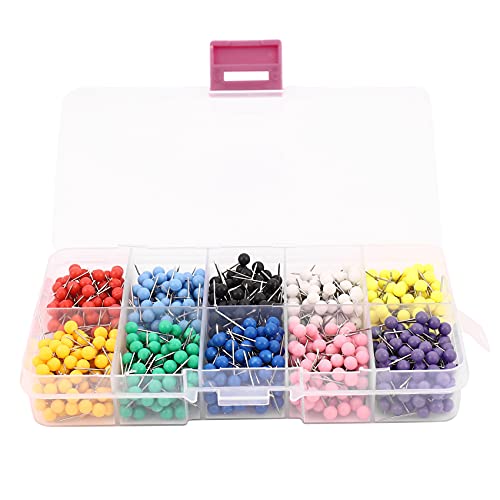 Kueohse 1000 Stücke 1/8 Karte Heftzwecke Karte Reißnägelmit runden Kunststoffköpfen und Stahl Nadelspitzen 10 Farben (Farbe 100 Stücke) von Kueohse