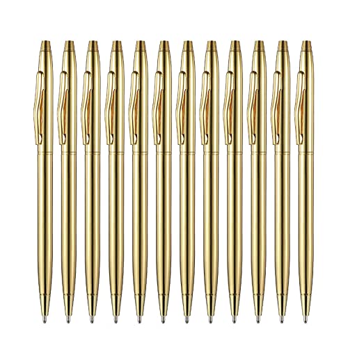 Kueohse 12 StüCke Gold Slim Kugelschreiber Schwarze Tinte 1 Mm Mittlerer Metallisch Einziehbare Stifte für SchüLer Lehrer BüRo Kueohse 12 StüCke Gold Slim Kugelschreiber Schwarze Tinte 1 Mm Mittlerer Metallisch Einziehbare Stifte für SchüLer Lehrer BüRo von Kueohse