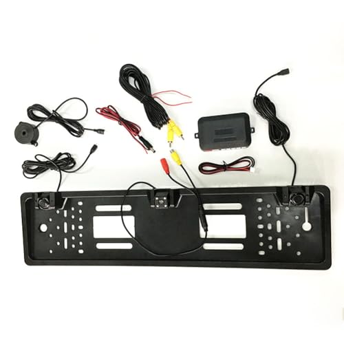 Kueohse 12 V 4 LED Auto-Rückfahrkamera mit Radarsensor zum Einparken Europäischer Kennzeichenhalterrahmen Universelles Zubehör von Kueohse