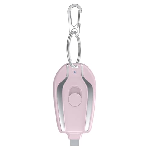 Kueohse 1200 MAh Tragbare Mini-Powerbank, Schlüsselanhänger-Powerbank, Handy-Externer für Smartphone, Typ-C, Einfach zu Bedienen, Pink Kueohse 1200 MAh Tragbare Mini-Powerbank, Schlüsselanhänger-Powerbank, Handy-Externer für Smartphone, Typ-C, Einfach zu Bedienen, Pink von Kueohse