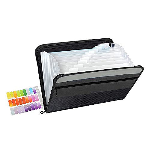 Kueohse 13 Erweiterbarer Akten Ordner A4 Kunststoff Dokumenten Mappen Organizer für Personal StationäRe BüRo Lagerung (Schwarz) von Kueohse