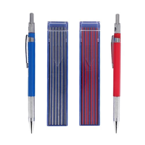 Kueohse 2 StüCk Welders Bleistift mit 24 StüCk 2 Mm Minen Druckbleistift mit Eingebautem Spitzer Zimmermannsbleistifte von Kueohse
