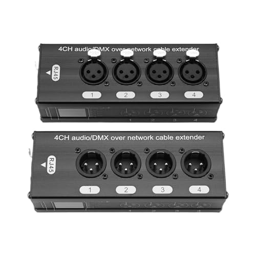 Kueohse 2 Stück 4-Kanal-3-Pin-XLR-Audio- und -Über-Netzwerk-Kabel-Extender, DMX512-Netzwerk-Signal-Extender, Schwarz Kueohse 2 Stück 4-Kanal-3-Pin-XLR-Audio- und -Über-Netzwerk-Kabel-Extender, DMX512-Netzwerk-Signal-Extender, Schwarz von Kueohse