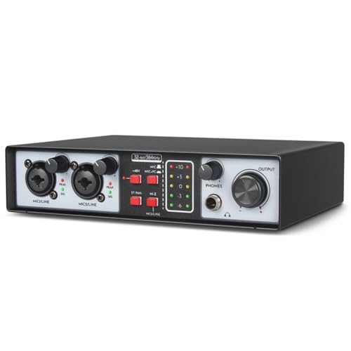 Kueohse 2 in 2 Out USB Audio Interface 32Bit/384KHZ Studio Kit Record Professional Soundkarte 48V Phantom Kueohse 2 in 2 Out USB Audio Interface 32Bit/384KHZ Studio Kit Record Professional Soundkarte 48V Phantom von Kueohse