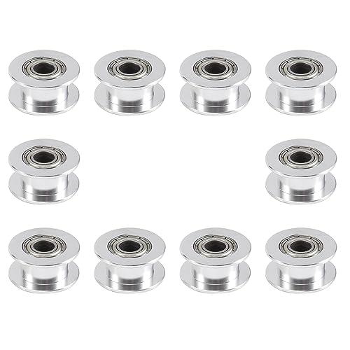 Kueohse 20 Zahnlose Bohrung 5 Mm Aluminium Zahnriemen Umlenkrolle für 3D-Drucker 6 Mm Breite Zahnriemen (Packung mit 10 StüCk) von Kueohse
