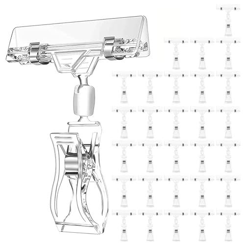 Kueohse 30 Stück Etikettenhalter, Schilderclips, Durchsichtige, Drehbare Schilderklammern Aus Kunststoff, Clip für Warenschilder, Preisschildklemme, Langlebig, Einfach zu Bedienen Kueohse 30 Stück Etikettenhalter, Schilderclips, Durchsichtige, Drehbare Schilderklammern Aus Kunststoff, Clip für Warenschilder, Preisschildklemme, Langlebig, Einfach zu Bedienen von Kueohse