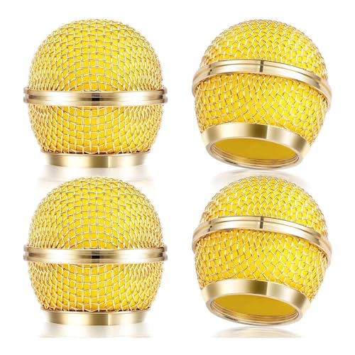 Kueohse 4-Teiliges Mikrofongitter, Mesh-Mikrofongitterkopf für Kabelloses -Mikrofon und Kabelgebundene Mikrofone, Gold Kueohse 4-Teiliges Mikrofongitter, Mesh-Mikrofongitterkopf für Kabelloses -Mikrofon und Kabelgebundene Mikrofone, Gold von Kueohse